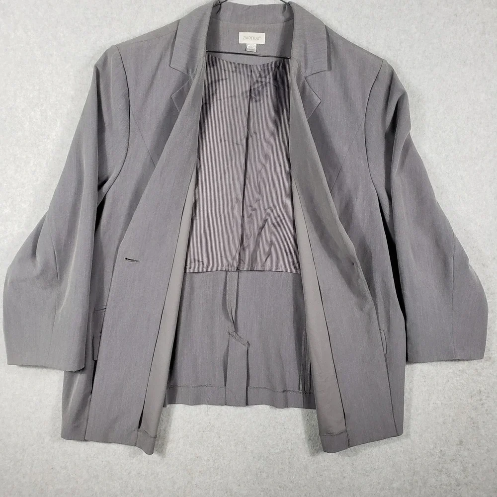 Avenue Plus Size 30/32 Grey Blazer Jacket Two Button Professional Workwear‎